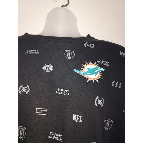 Miami Dolphins Men's XL Tommy Hilfiger Sweatshirt NFL Long Sleeve Crew Black - Picture 2 of 8